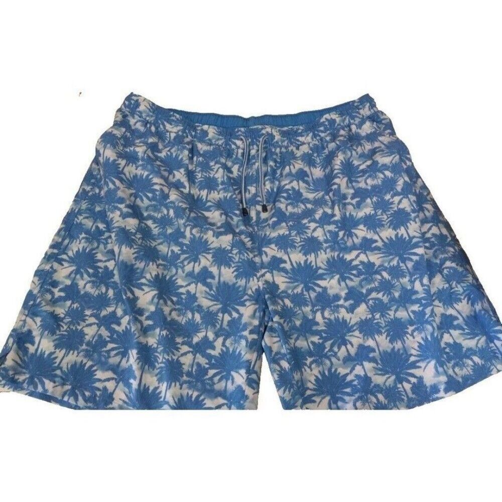 Peter Millar Seaside Swim Trunks Men’s XXL Blue Palm Trees NWOT